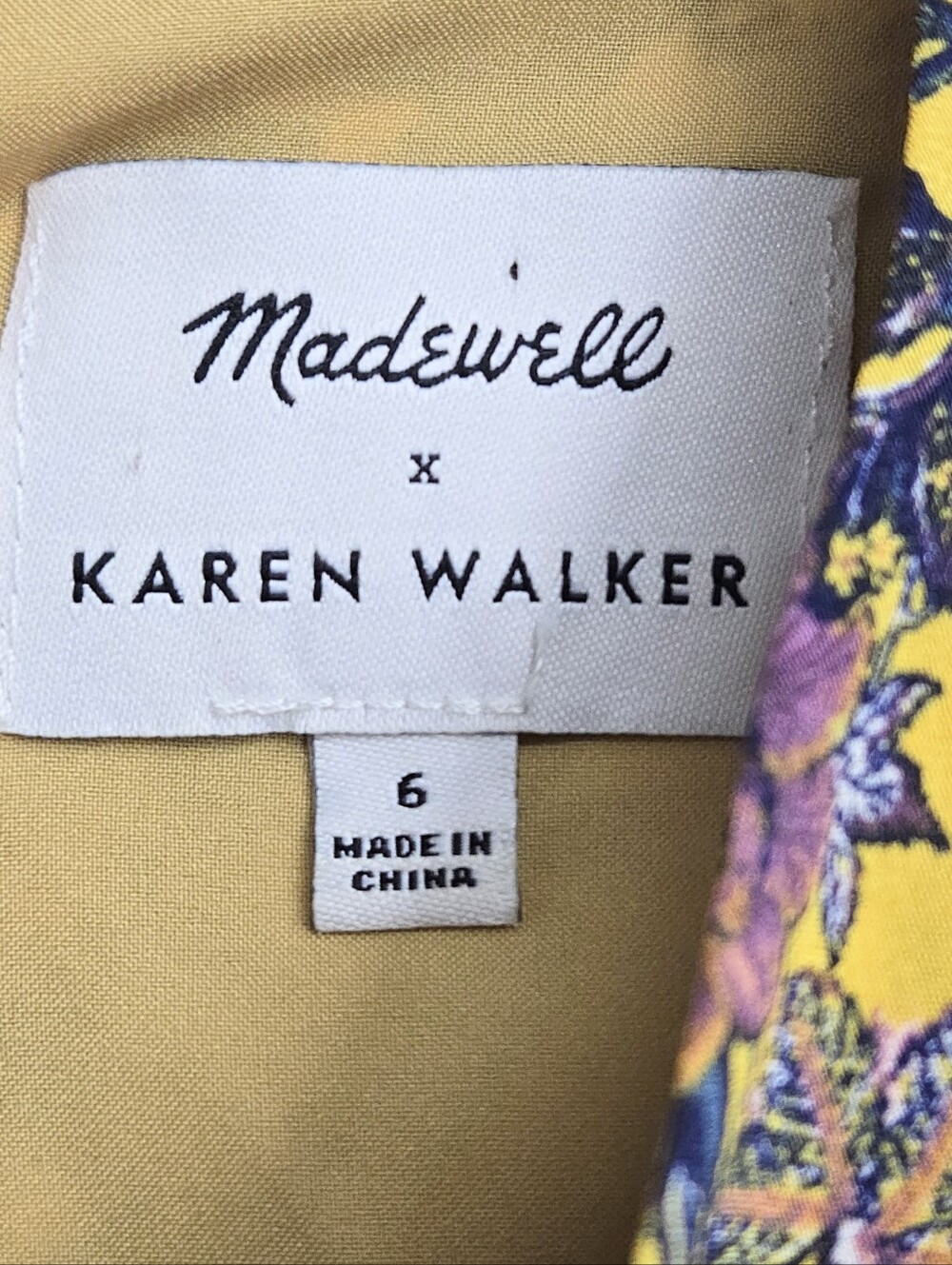 Madewell X Karen Walker Dress Loretta Silk Yellow Floral Ruffle Shift - Picture 3 of 16